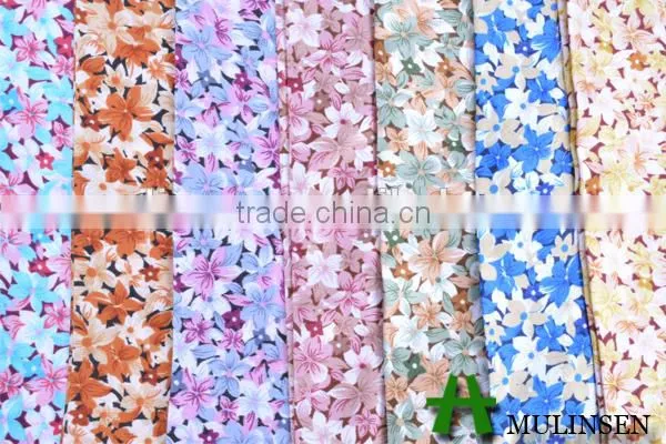 Shaoxing Mulinsen textile soft handfeeling polyester stretch twist satin fabric flower