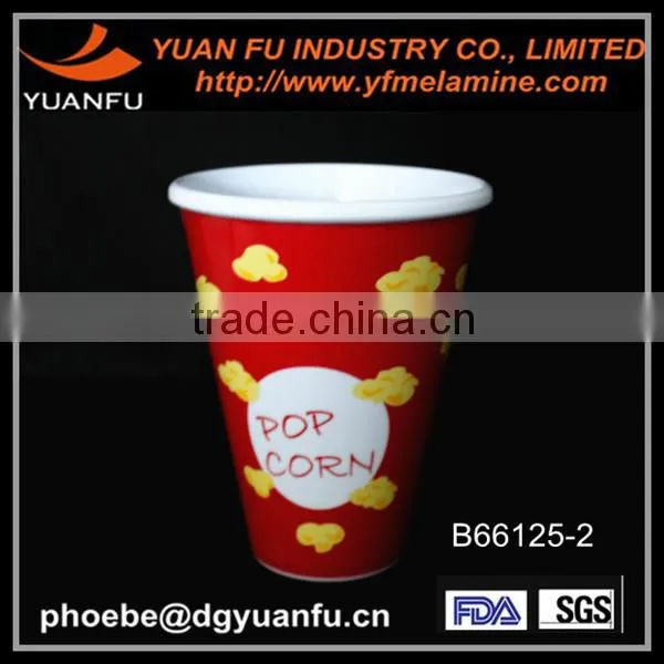 Modern design melamine white popcorn bowl