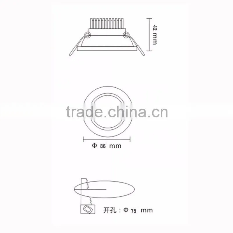 2 years warranty dimmable 3W downlighting LED surface mounted celing light fixtures china