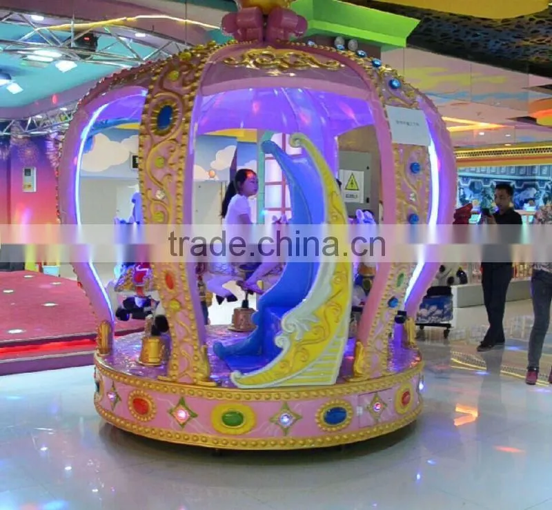 Crown Carousel Funny Children Games Ride Small Coin Operated Musical Carousel