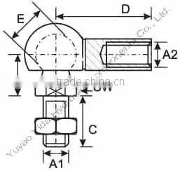 21-10-31.5mm decromet plated metal Ball and socket Joint with M6 and M8 for Gas spring