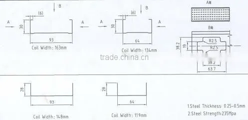 interior partition board stud and track rollformer, steel joist gypsum