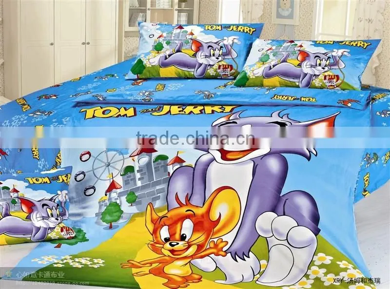 100%cotton bedding set,Tom cat duvet cover, cartoon bedroom set