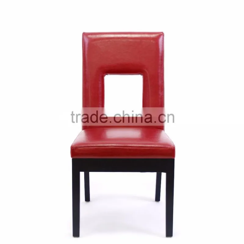 New design faux office work oak high back wooden chair with leather red bar seat