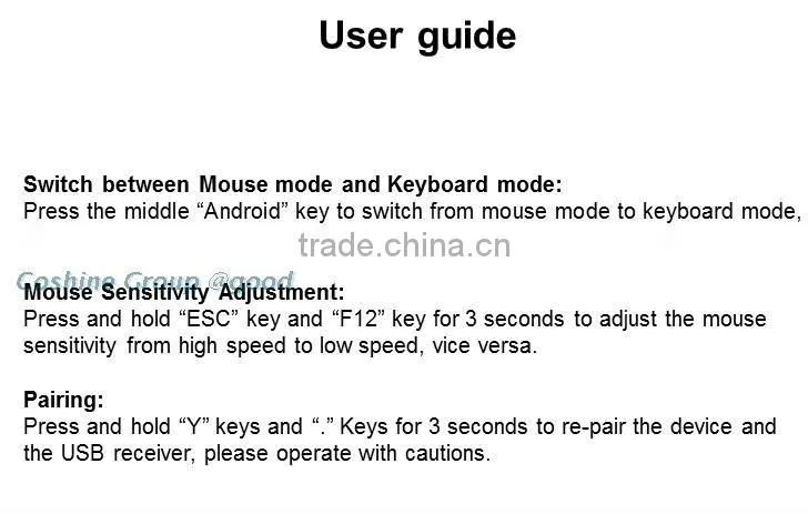 2.4G Wireless Mini 3D Gyroscope Anti-shake Air Mouse Keyboard For Andriod TV PC
