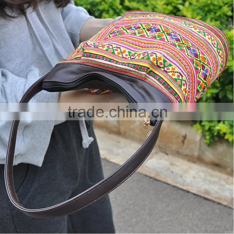 China alibaba embroidery tote bag fashion women leather shoulder bag
