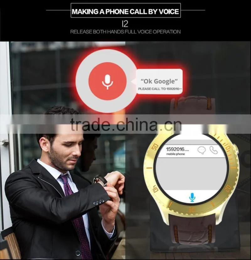 I2 android 5.1 OS MTK6580 Quad core Smart watch 4GB / 512MB Smartwatch With 3G wifi bluetooth GPS Google play store