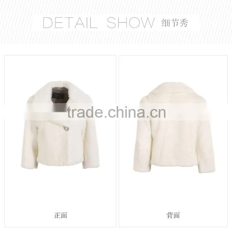 wholesale short white mink fur leisure coat for women