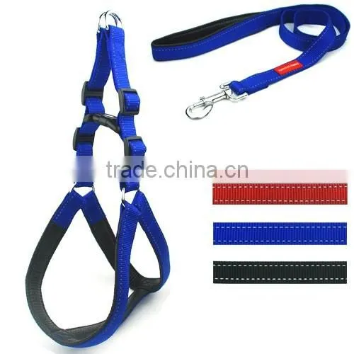 Hot-sales Comfortable Foam padded Pet Dog Harness and Leash Set with Reflective Strip
