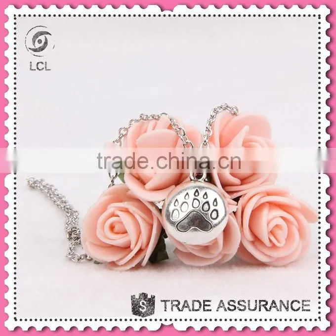 Simple necklace designs with Cat's paw pendant, imitate silver chain alloy necklace for women