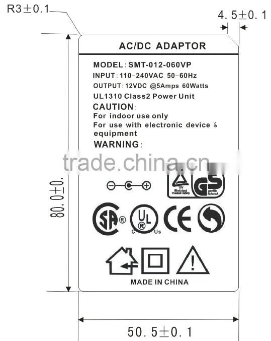 12v 5a ac dc plug adapter 60w electric transformer