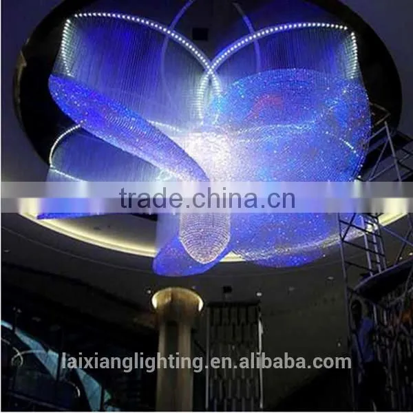 End glow full color crystal chandelier light fiber optic pendant lamp amber crystal chandelier