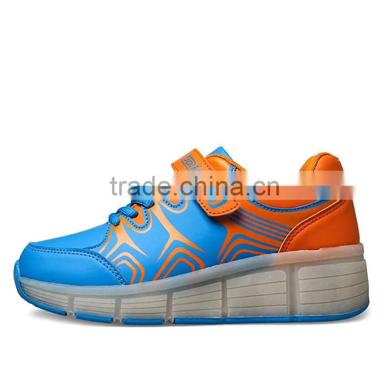 High quality roller skates USB charge led light children running sports shoes