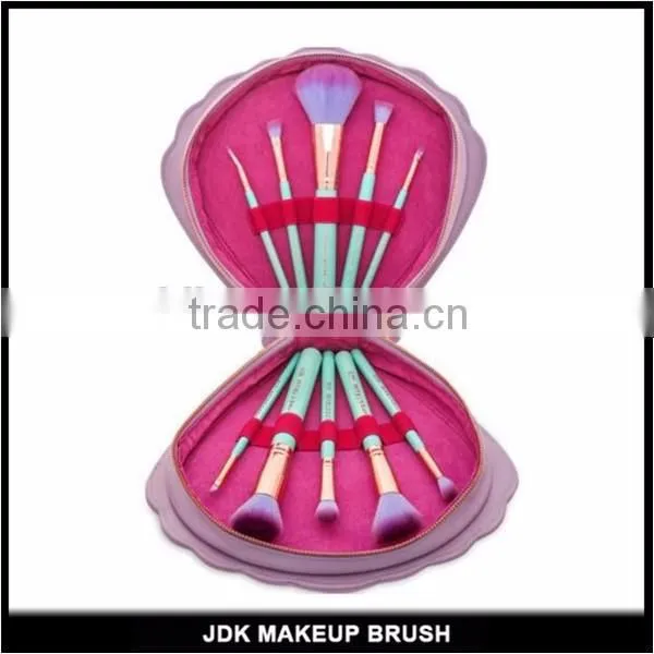 newest arrival makeup brush kit flower shell shape cosmetic bag brush set
