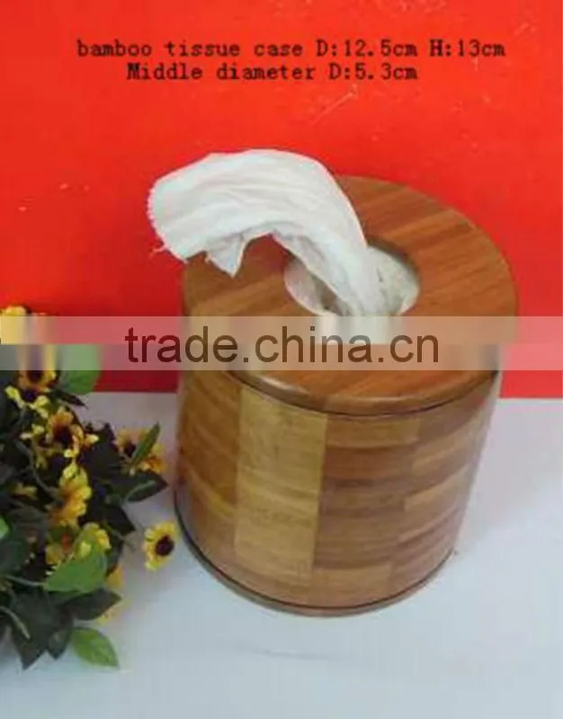 Bamboo tissue box (round)