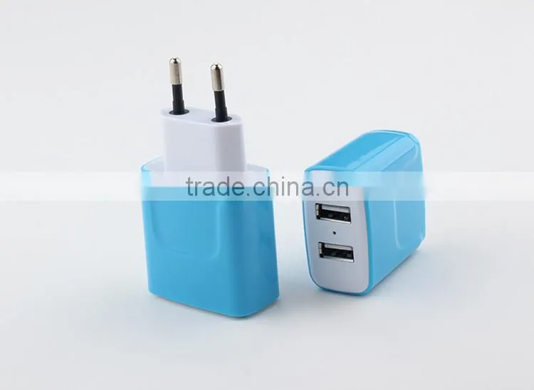 Portable 2 USB Ports Mobile Phone Travel Charger With US / EU Plug