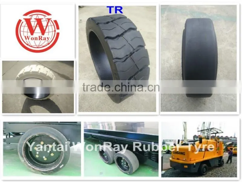 battery forklift truck tyre 533.4x203.2x381mm press on front wheel solid tyre 21*8*15