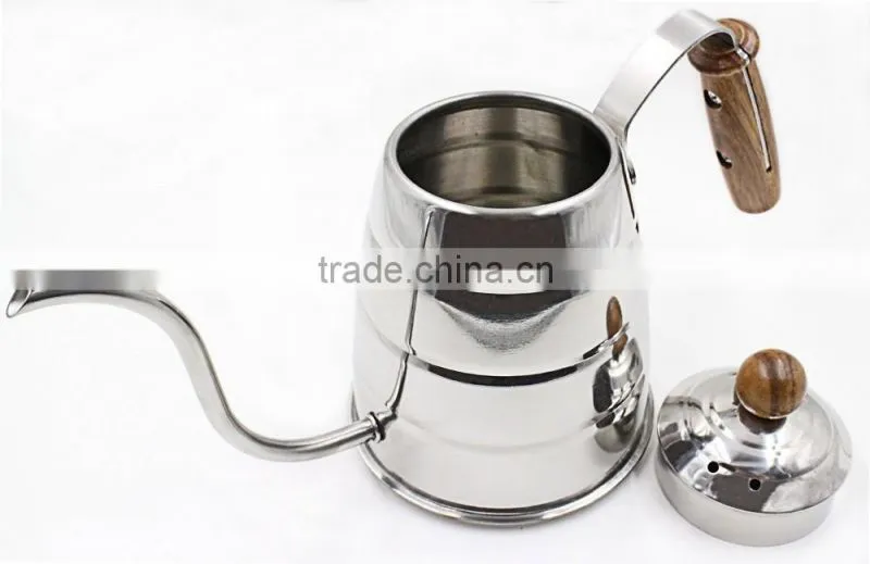 Pour Over Coffee Kettle Hand Drip Kettle Premium Stainless Steel Gooseneck Tea Kettle Wooden Ergonomic Handle