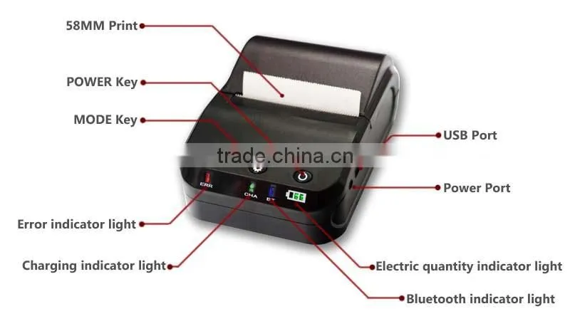 Battery Powered Thermal Bluetooth Mini Portable POS Printer