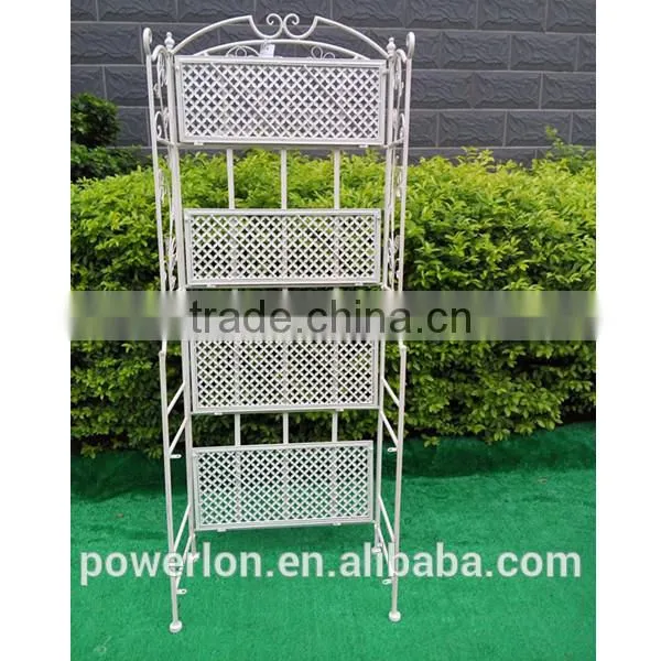 POWERLON Vintage foldable metal 3-tier corner shelf plant stand for outdoor and indoor use