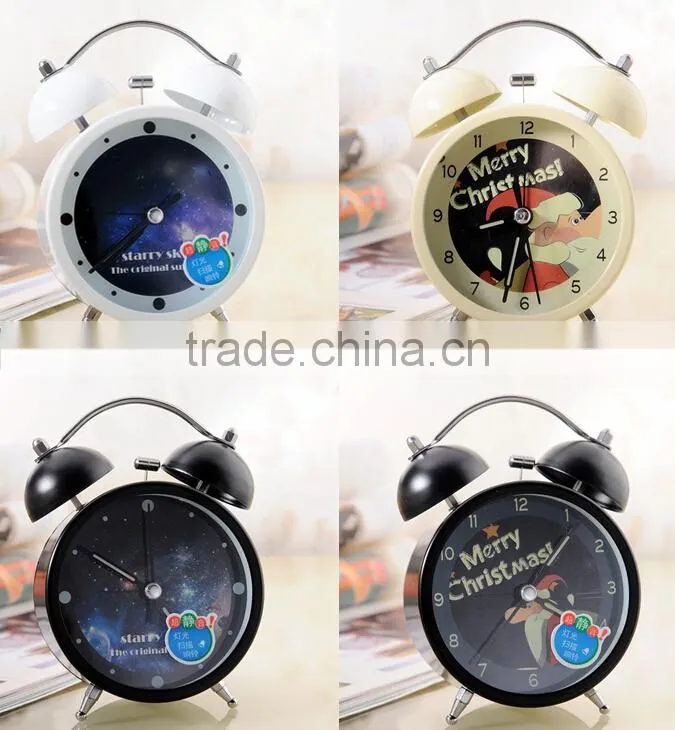 Supply Fashion colorful ultra-quiet with light Twin Bell alarm Clock --White star