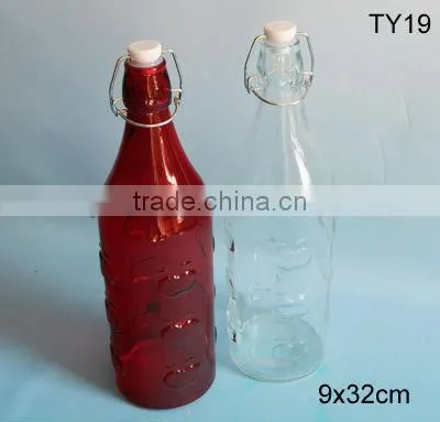 2016 1 liter swing top glass bottle with more colors/beverage bottle/drink bottle