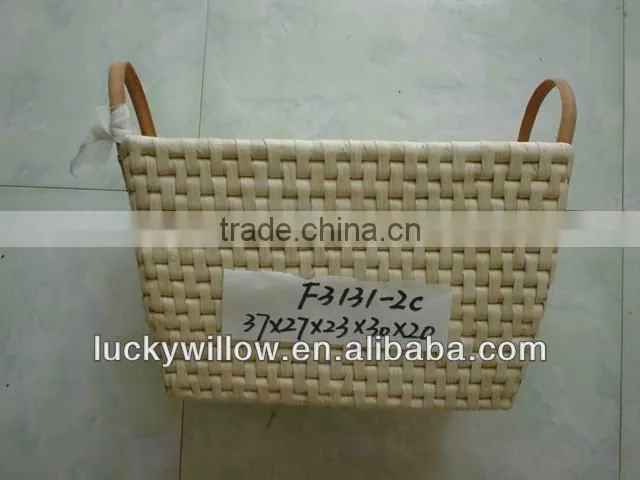 make corn husk storage basket with liner &handle
