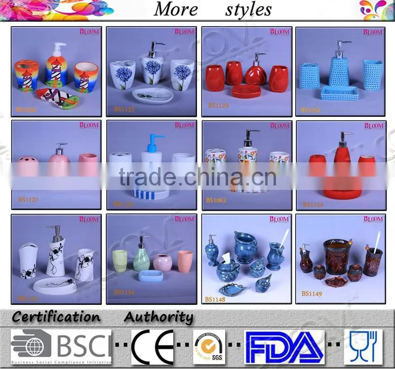 Wedding decor fashion decal design ceramic bathroom accessory set