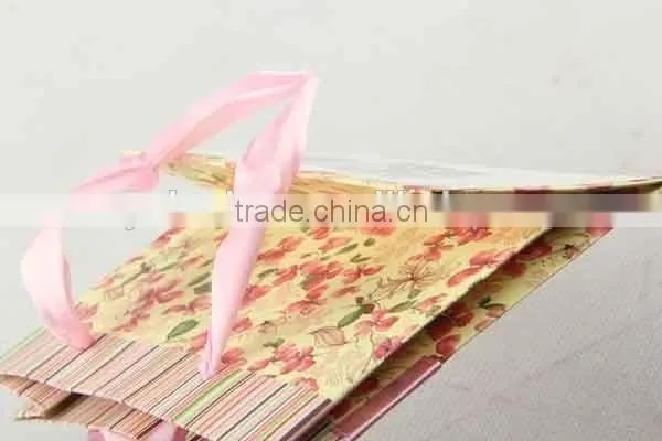 Flower Design Foldable Gift Bag With Bowknot/ Shopping Bag