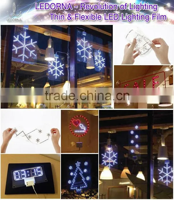 LEDORNA Flexible LED Light Shining Tranparent Crystal Film (LED Sign / LED Decoration / LED Information)