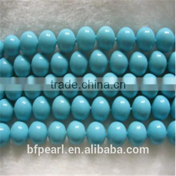 16" 12mm Blue Round Shell Pearl Strand