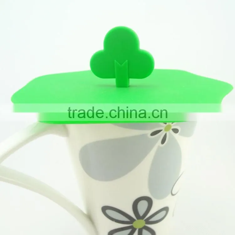 Silicone Cup Lids Tree Leaf Mug Cover Silicone Glass Cover Suction Lids for Coffee and Tea Cup