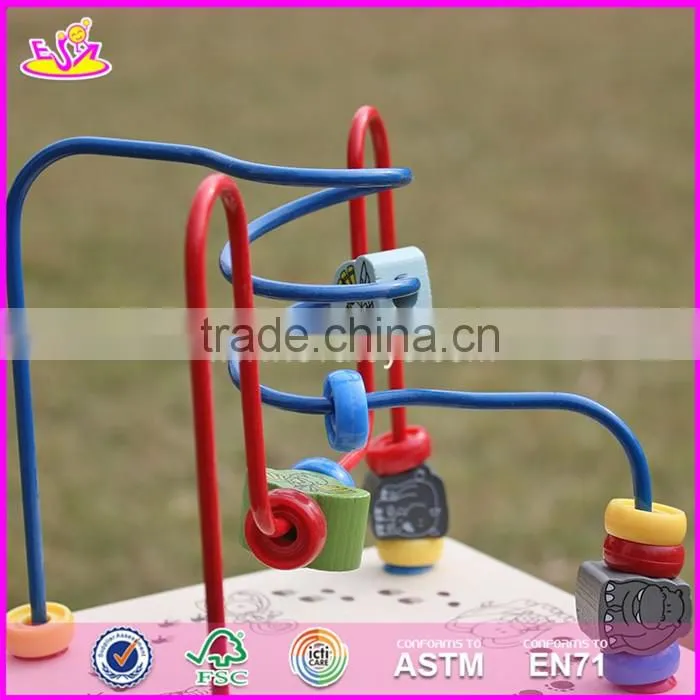 2017 New design children educational mini wooden activity cube for toddlers W11B132