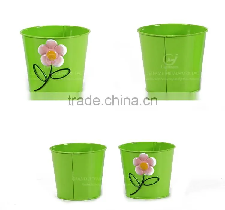 Garden galvanized or iron flower tubs and pots decorative potted plants