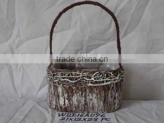 Decorative Moss and Sisal flower pot with handle Material Moss,sisal, grass,cornhusk