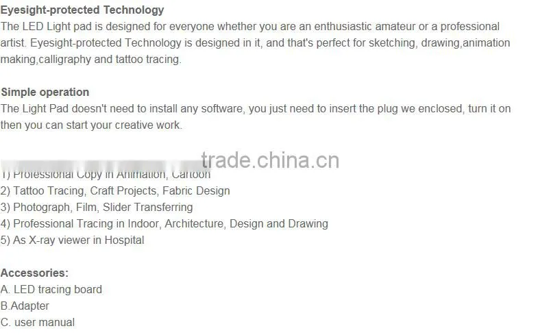 Factory Price!Huion 2016 new approval LED light pad tattoo tracing board LB4