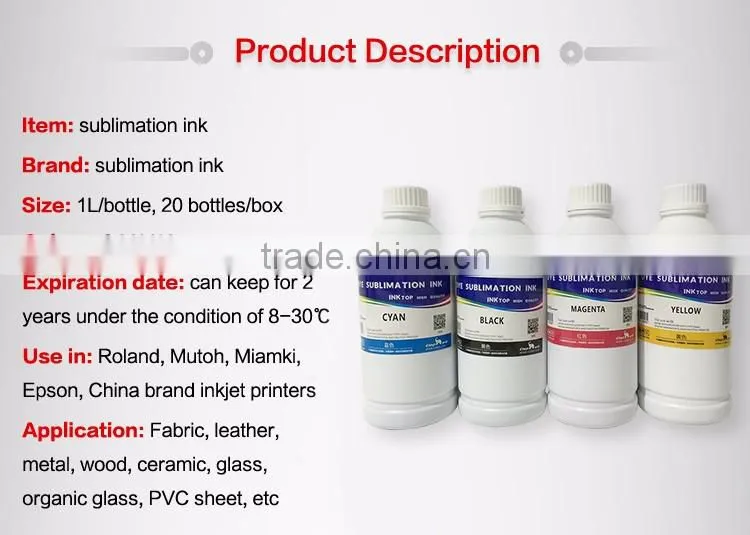 China INKTOP Sublimation Ink For Mutoh RJ 900X DX5 Head