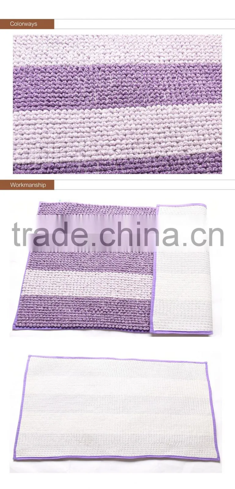 2016 NEW Multi-Color Chenille Bathmat With Stripe Design