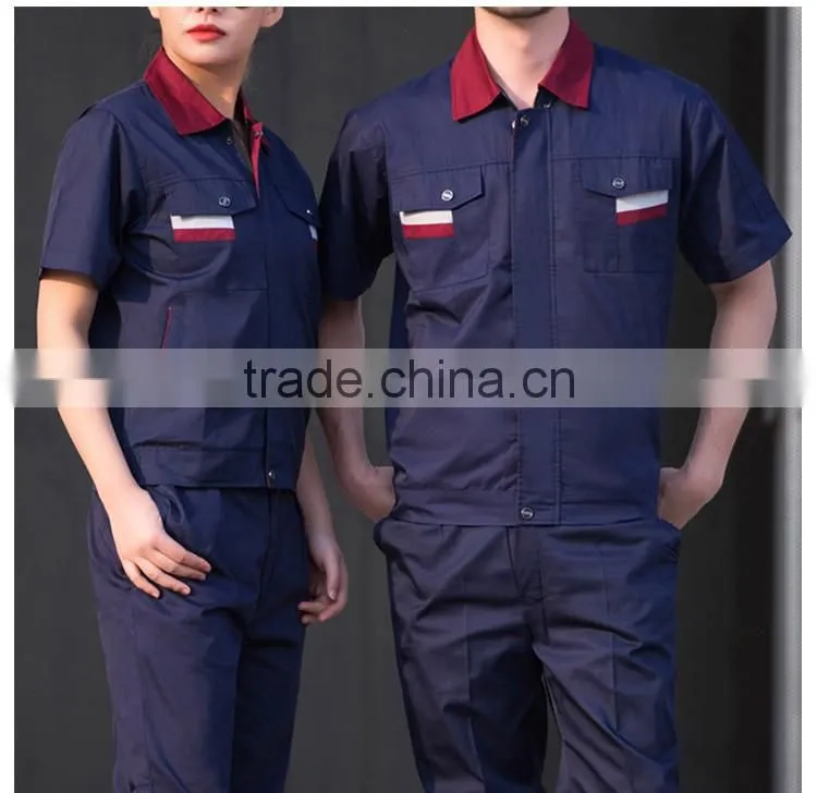 OEM 100% Workwear Uniforms Green Work Clothes Short Sleeves Customized maker