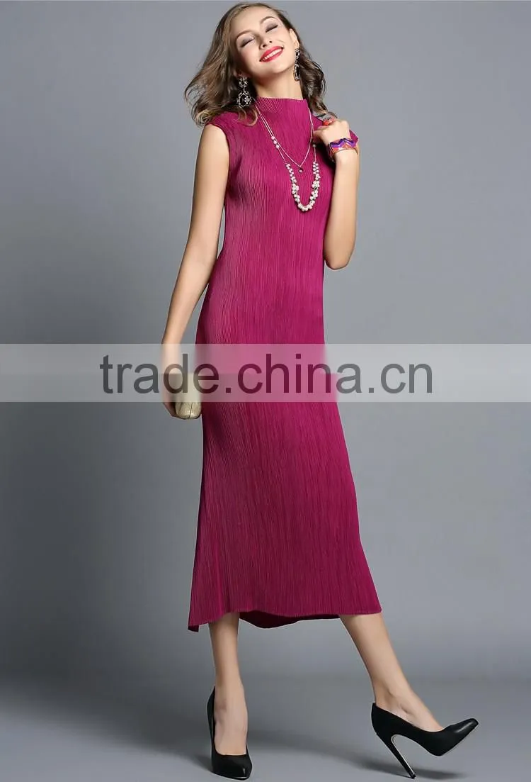 Maxi sleeveless plicated fishtail women vest dress