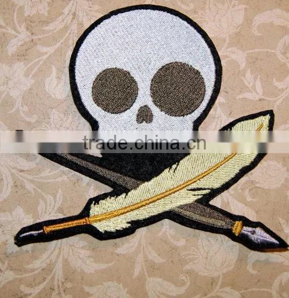 Custom high quality embroidered creative skulls patch for clothes embroidery patch made in china choose size/color