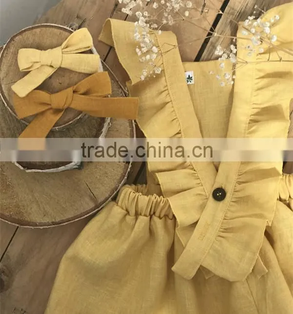 Back Opening Dresses For Girls Cotton Linen Party Supply Baby Dress