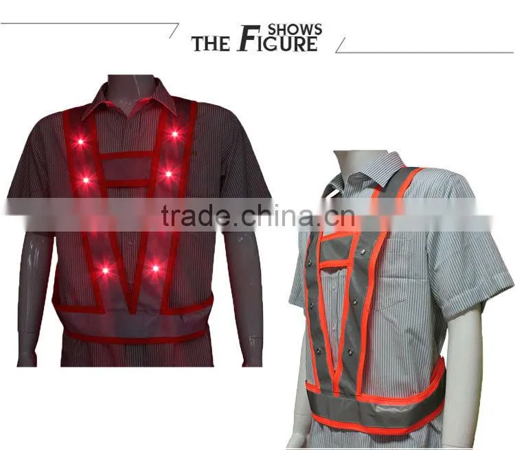 High visibility mesh Night Work Safety Vest with LED lights