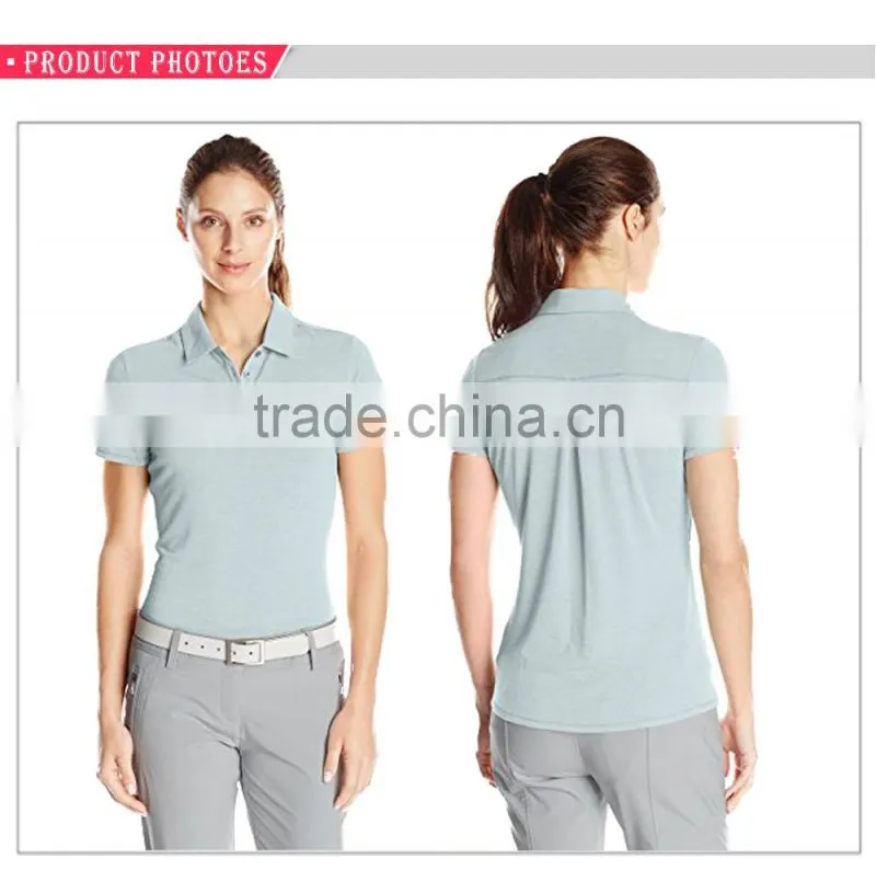 Custom Cotton Button Up Womens Blank Polo T-shirt Banded Collar