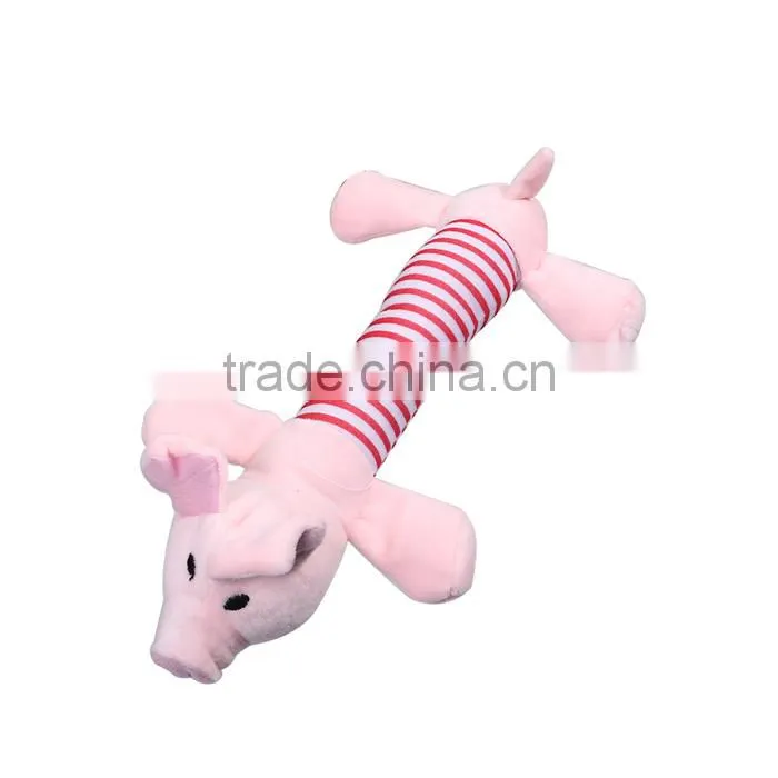 Plush Giggle Ball Training Chew Sound Activity Squeaky Toy Pig Animal Pink