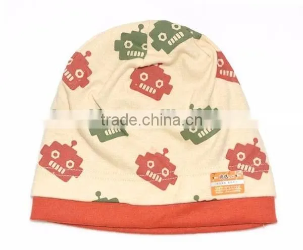 autumn & winter new design pure cotton robot kids skull cap baby hat