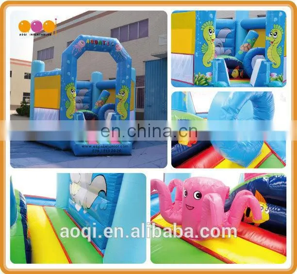 AOQI best quality factory price Aquatic animals inflatable jump bouncer for kids for sale