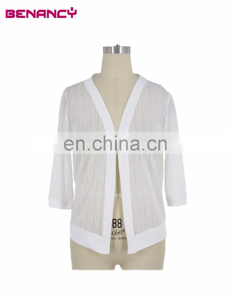 Stripe Jacquard Lace Woman Short Cardigan Bolero