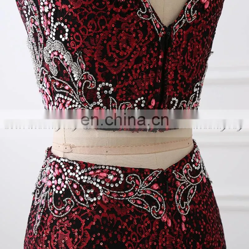 New Arrival Two-Piece Cap Sleeve Sheath Lace Beaded Cocktail Dresses LX345