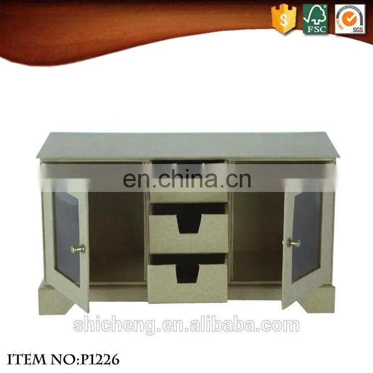 Sturdy Kraft Paper Storage Cabinet with 3 Drawers and Window Door